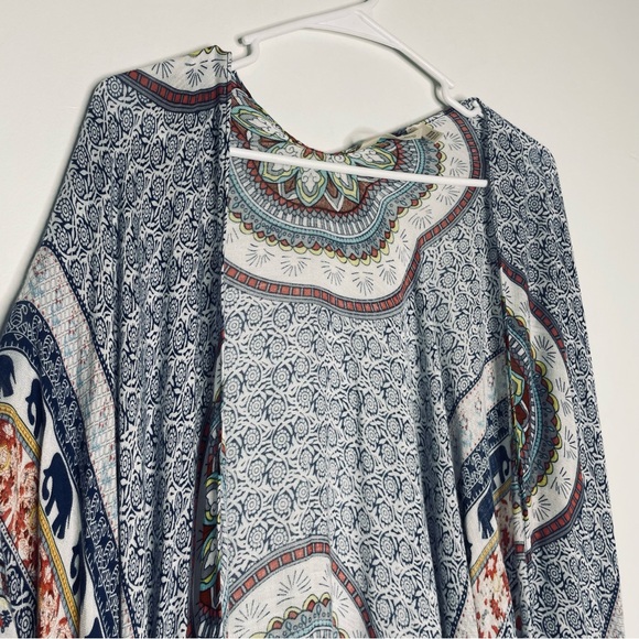 Soft Surroundings Boho Tassels Embellished Mixed Print Cardigan Kimono One Size - Picture 4 of 16